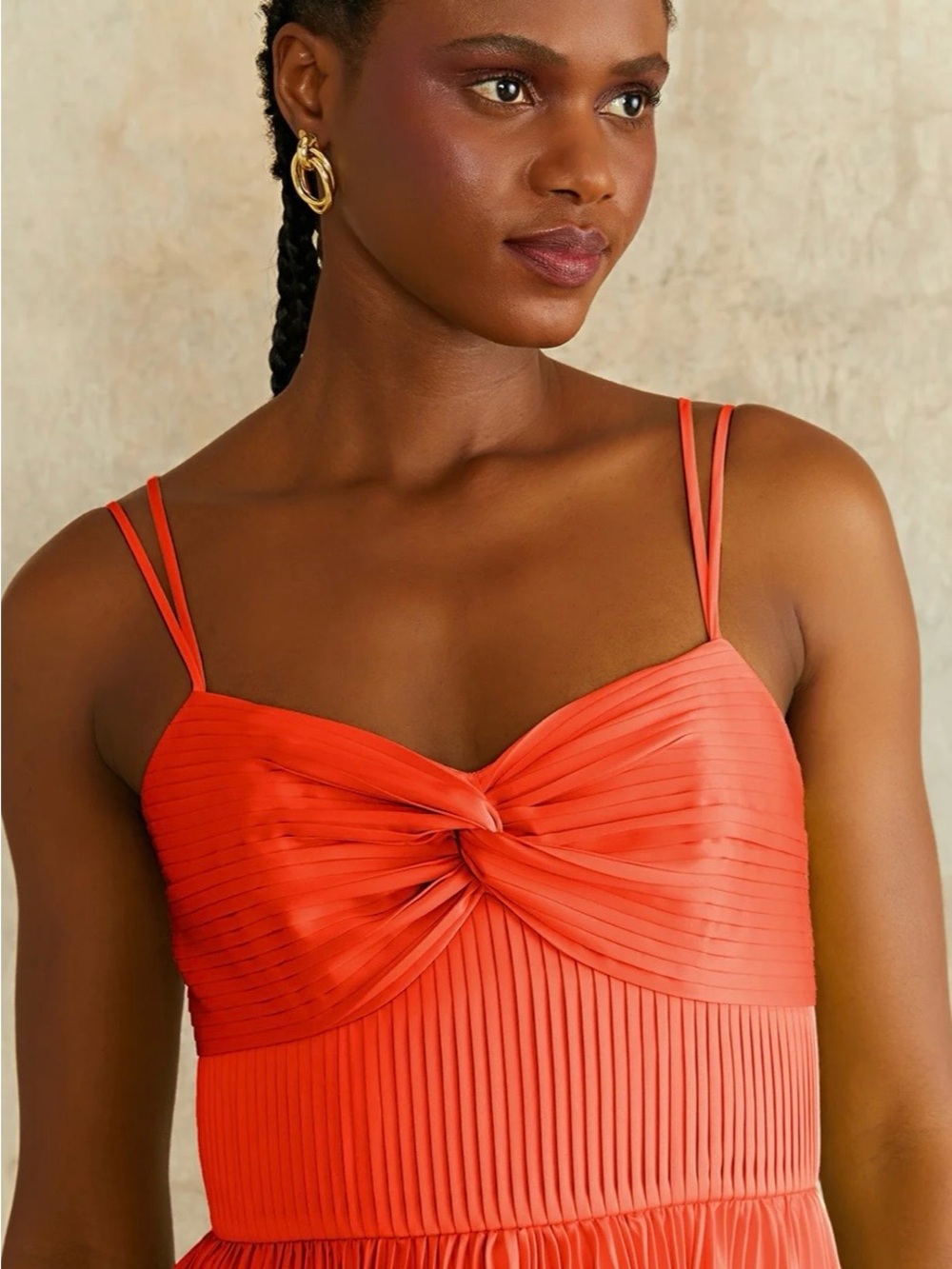 AMUR Krisley Pleated Sleeveless Midi-Dress